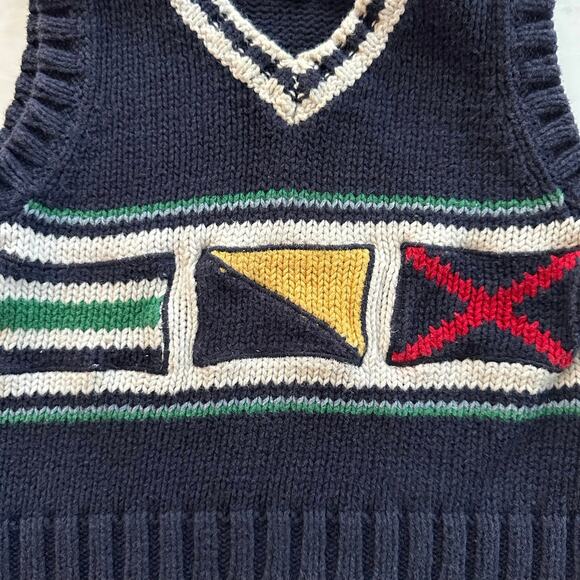 Hartstrings baby 24 months boys sweater vest blue flags pattern vintage v-neck - Picture 7 of 7